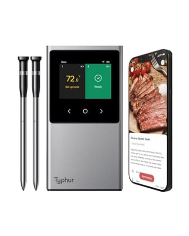 Typhur Sync WiFi Wireless Meat Thermometer Digital, 2 Probes, Smart Base, LCD Display, Unlimited Range, Bluetooth 5.4, Improved Stability, NIST-Certified Accuracy, BBQ, Grill, Smoker, Oven, Kitchen - Image 1