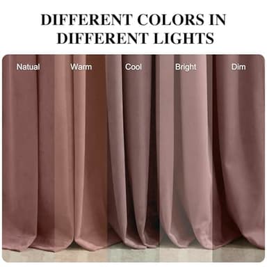 RYB HOME Mauve Velvet Curtains 2 Panels Set, Privacy Room Darkening Curtains & Drapes Thermal Insulated Window Treatmernt Luxury Holiday Decoration for Living Room Party Backdrops, W52 x L96 inches - Image 8