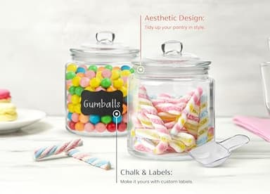 KooK Glass Storage Jars with Lids - 29oz (Set of 2), Kitchen Canisters for Sugar, Cookies, Cotton Balls, Glass Containers with Chalkboard Labels and Airtight Lid - Image 4
