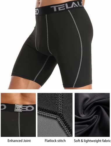 TELALEO 5 Pack Compression Shorts for Men Spandex Sport Shorts Athletic Workout Running Performance Baselayer Underwear Black M - Image 5