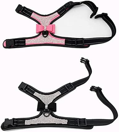 Dog Harness with Rhinestone Reflective, Cute Bling Ties Dog Harness Dog Leash, Reflective Chest Strap with Shiny Bow - Image 3