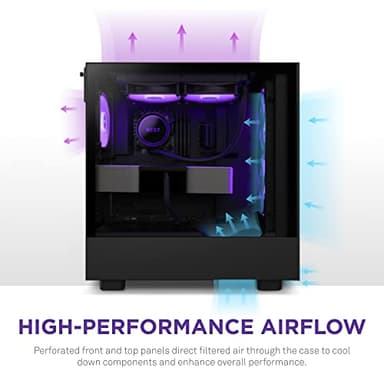 NZXT H510 Elite - CA-H510E-B1 - Premium Mid-Tower ATX Case PC Gaming Case - Dual-Tempered Glass Panel - Front I/O USB Type-C Port - Vertical GPU Mount - Integrated RGB Lighting - Black - Image 3