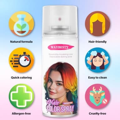 Temporary Hair Color Spray For Women Kids Men, Washable Temporary Hair Dye Spray One Day Hair Color Wax Non-Sticky For Cosplay Party DIY, Christmas Party, Halloween Crazy Hair Day (Black, 4.06 oz) - Image 3