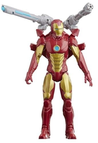 Avengers Marvel Titan Hero Series Blast Gear Iron Man Action Figure, 12-Inch Toy, with Launcher, 2 Accessories and Projectile, Ages 4 and Up, Red - Image 1