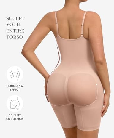 FeelinGirl Shapewear Bodysuit for Women Tummy Control Faja Shaper Seamless Hip Enhancer Thigh Slimmer Body Shaper Nude M/L - Image 2