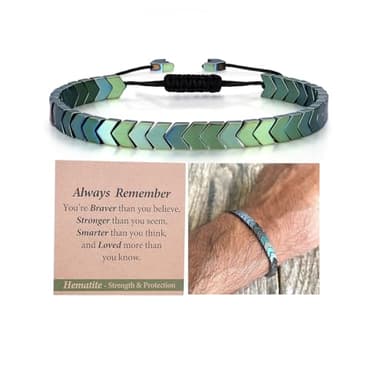 THEMEROL Bracelets for Men Teens Boys Gifts Ideas Teenage Gift Him Hematite 10 12 16 18 Years Old 18th Birthday Son GrandsonChristmas Stocking Stuffers Valentines Day Easter Basket Graduation - Image 1