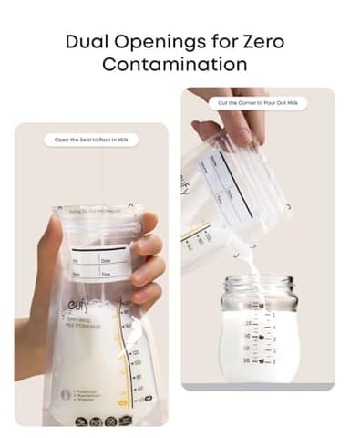 eufy Security Breast Milk Storage Bag with Temperature Sensing Color Change, Milk Storing Bags, 7 oz Disposable Storage Bags, Self-Standing, Leakproof Milk Freeze Storage Pouches (120 Pieces) - Image 5