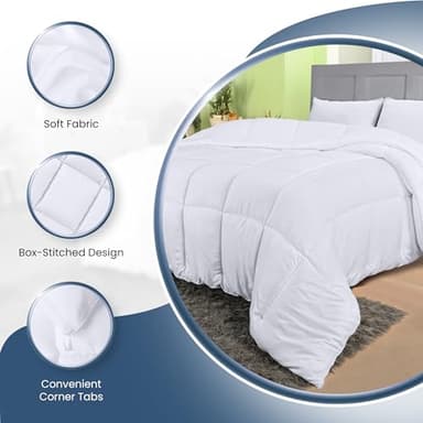 Utopia Bedding Comforters California King Size, All Season Duvet Insert, Down Alternative Box Stitched Bed Comforter with Corner Tabs, Machine Washable (White) - Image 6