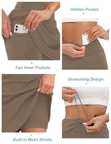 LouKeith Tennis Skirts for Women High Waisted Golf Skirt Dressy Casual Workout Running Active Athletic Skort with Pockets Brown 2XL - Image 4