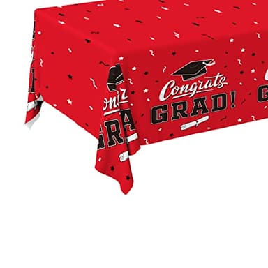 Graduation Party Decorations, Gongrats Grad Tablecover for Graduation Party Supplies, 3 pcs Class Red Table Cloths, 54"x108" - Image 6