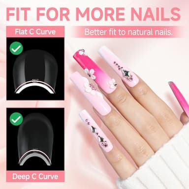 UNA GELLA Nail Tips Square XXL Long: Full Cover Pre-file Square Straignt Gel Nail Tips No C Curve for DIY Press On Nails 216PCS, 12 Sizes Gel Nail Extensions Art Salon - Image 6