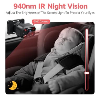 Itomoro Baby Car Camera, Dual Channel 5 inch Display with 2 IR Night Vision Camera, Easily Install Baby Car Mirror 1080P Clear Car Baby Camera for Rear Facing Seat Backseat ACZ403 - Image 3
