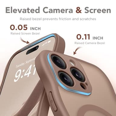 CAPRARO for iPhone 16 Pro Max Case for Women Girls, Upgraded [Full Camera Protection] [Compatible with MagSafe] Cute Wave Translucent Matte Phone Case for iPhone 16 Pro Max, Brown - Image 7