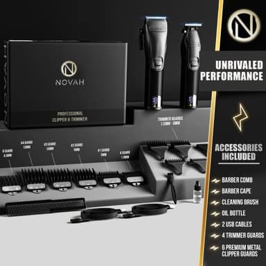 Novah® Professional Hair Clippers for Men, Professional Barber Clippers and Trimmer Set, Mens Cordless Hair Clipper for Barbers Haircut Kit Fade - Image 4