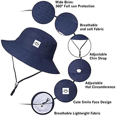 Toddler Sun Hat Beach Bucket hat for Girls 6-24 Months 2Pack - Image 2