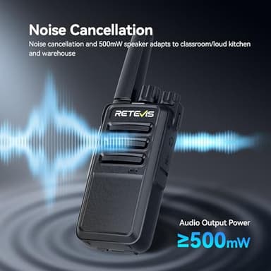 Retevis RT68 Walkie Talkies with Earpiece, Portable FRS Two-Way Radios Rechargeable, with 6 Way Multi Unit Charger, Hands Free, Long Range, Rugged 2 Way Radios 6 Pack for Adults School Church - Image 5