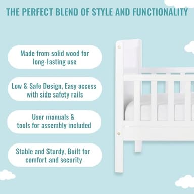 Dream On Me 648-WHT Brookside Toddler Bed, 53lx29bx28h inches, White - Image 5
