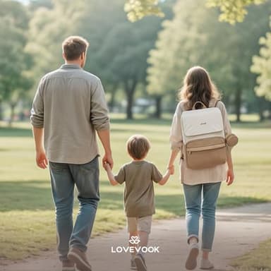 LOVEVOOK Diaper Bag Backpack, Baby Travel Bags for Boys & Girl, Toddler Waterproof Diaper Bag w/Changing Pad (Khaki-White-1, 15.6 inch - Medium) - Image 7