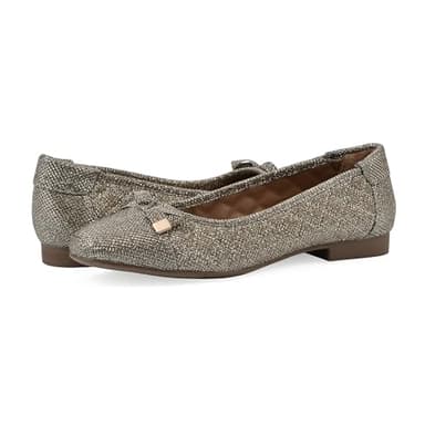 WHITE MOUNTAIN Women's Bocah Diamond Quilted Cap Toe Ballet Flat, Gold/Glitter/Fab, 6 M - Image 2