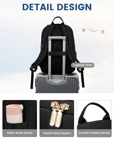 LOVEVOOK Laptop Backpack for Women, 15.6 Inch Work Backpack Purse, Large Capacity Stylish Daypack, Business Computer Bag, Travel Backpack for College, Black - Image 6