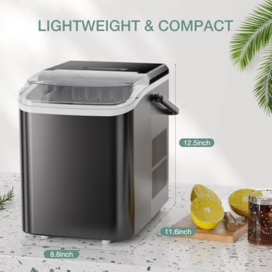 SMUG Countertop Ice Maker, 9 Cubes in 6 Mins, 26lbs in 24Hrs, 2 Sizes of Bullet Ice, Auto-Cleaning, Portable Ice Machine with Handle, Basket and Scoop for Home Kitchen, Party and Camping (Deep Black) - Image 8