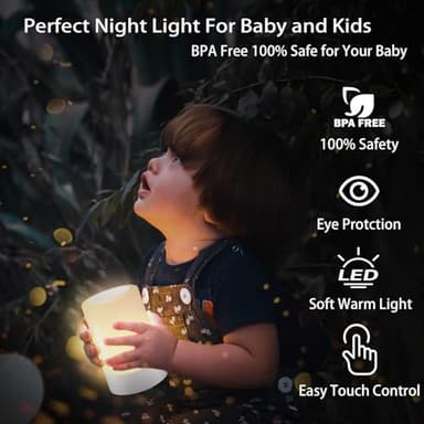 G Keni Nursery Night Light for Baby, Portable LED Touch Night Lamp for Kids and Adult, Breastfeeding, Sleep Aid, USB Rechargeable Nursing Lamp, Bedside Dimmable Warm Night Light, Soft Eye Caring - Image 2