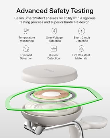 Belkin MagSafe Charger Compatible, 3-in-1 Charging Station, Qi2.2 25W w/Cooling Fan (On/Off Control) Magnetic Wireless Charger for iPhone 17, Apple Watch, AirPods, Pixel 10 (45W Adapter Included) - Image 7