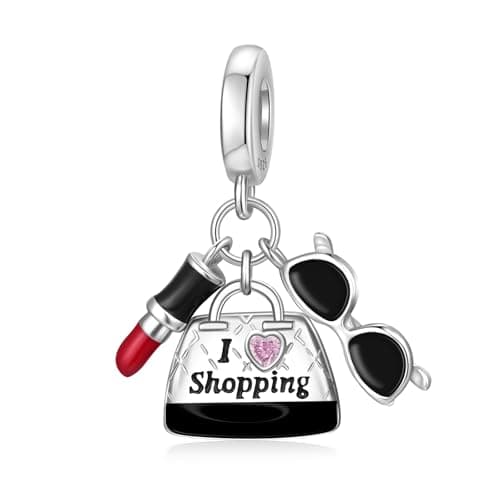 JIAYIQI Lipstick Bag Charms for Pandora 925 Sterling Silver Charms for Bracelet Necklaces Enamel Sunglasses Dangle Pendant Jewelry for Women - Image 1