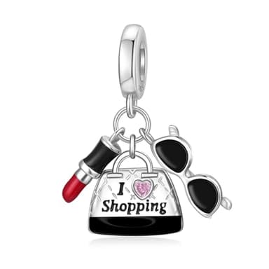 JIAYIQI Lipstick Bag Charms for Pandora 925 Sterling Silver Charms for Bracelet Necklaces Enamel Sunglasses Dangle Pendant Jewelry for Women - Image 1