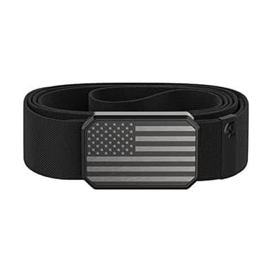Groove Life Hero Groove Belt Flag Black/Black - Men's Stretch Nylon Belt with Magnetic Aluminum Buckle, Lifetime Coverage - Medium (33-36") - Image 1