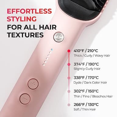 TYMO Ring Hair Straightener Brush – Hair Straightening Iron with Built-in Comb, 20s Fast Heating & 5 Temp Settings & Anti-Scald, Perfect for Professional Salon at Home, Sakura Pink - Image 5