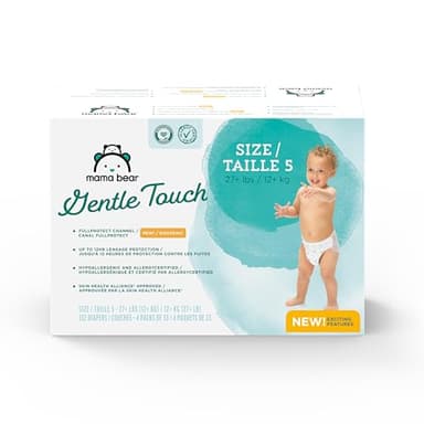 Amazon Brand - Mama Bear Gentle Touch Diapers, Size 5, 132 Count (4 packs of 33) - Image 1