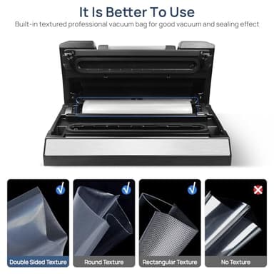 Vakumar Liquid Vacuum Sealer Machine, 90Kpa Vacuum Sealer Machine Preservation Dry/Moist/Liquid Modes, LED Indicator Light, Handle Locked Design, Built-in Cutter and Bag Storage, Removable Drip Tray - Image 9