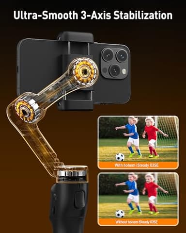 hohem iSteady X3 SE Gimbal Stabilizer for iPhone, Phone Stabilizer with Detachable Remote Control, Portable Foldable 3-Axis Phone Gimbal for Android & iPhone 16 15 Pro Max, Ideal for Travel Vlogging - Image 2