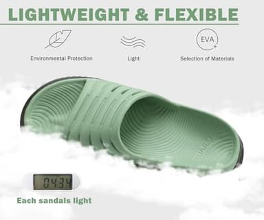 KuaiLu Womens Recovery Sandals Comfortable Plantar Fasciitis Arch Support Ladies Orthopedic Open Toe Slip On Running Sport Walking Slides Thick Athletic Cushion Slippers Summer Sliders Green Size 7 - Image 7