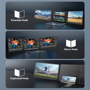 APILDELLA 14’’ Triple Laptop Screen Extender, 1080P FHD Portable Dual Monitor for Laptop USB C HDMI, Plug-Play Monitor Extender for Triple Display for Mac/Windows, Fit 13”-17.3” Laptops - Image 4