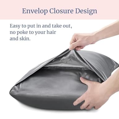 BEDELITE Satin Pillowcase for Hair and Skin, Super Soft and Cooling Similar to Silk Pillow Cases 2 Pack with Envelope Closure, Gift for Women Men(13"x18" Toddler Size, Dark Grey) - Image 5