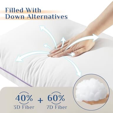 JOLLYVOGUE Pillows Queen Size Set of 2, Medium Supportive Bed Pillows with Super Soft Down Alternative Fill, Luxury Fluffy Hotel Quality for Side, Back, and Stomach Sleepers - Image 3