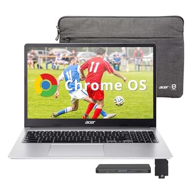 acer Chromebook 315 15.6" FHD Laptop, Intel Celeron N4500, 4GB LPDDR4 RAM, 224GB Storage(64GB eMMC+160GB Docking Station Set), Intel UHD Graphics, HD Webcam, Wi-Fi 6, Chrome OS, Silver - Image 1