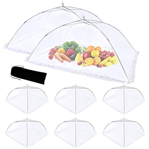 ZMCINER 8 Pack Food Tents Food Covers for Outside Mesh Screen Include 2 Extra Large (40"X 24") & 6 Standard (17"X 17") Collapsible and Reusable Mesh Food Covers for Outdoors, Fruit Cover - Image 1