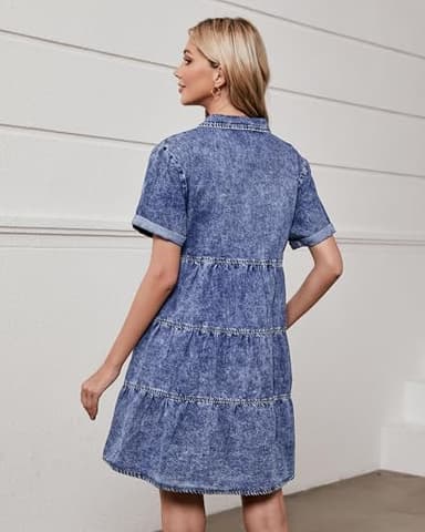 GRAPENT Fall Dresses for Women Party Dress Summer Casual Homecoming with Sleeves Cute Outfits Color Reef Blue Size Large 12 14 - Image 2