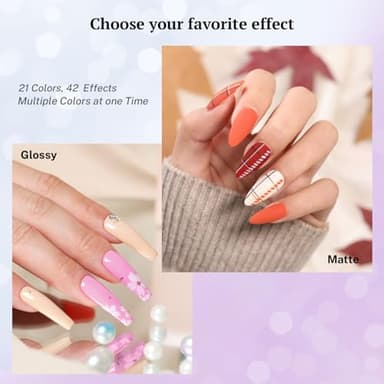 phoenixy 24 PCS Gel Nail Polish Set, Spring 21 Colors Gel Nail Polish Kit with Base Glossy Matte Top Coat Black Gray Red Nail Kit Gifts for Women PCA9024 - Image 5