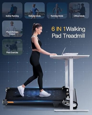 FINEHORSE Walking Pad Treadmill with Auto Incline, 6 in 1 Under Desk Treadmill, 6-Level Incline Treadmills, 2.5HP Portable Treadmills for Home with 330LBS Capacity, LED Display, Remote Control - Image 7