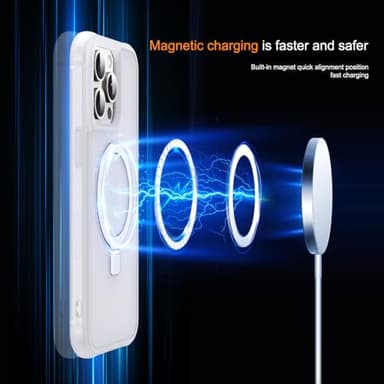 SKYLMW Compatible with iPhone 14 Pro Max Case with Invisible Magnetic O-Ring Stand Military-Grade Phone Case for iPhone 14 ProMax 6.7" [Compatible with Mag-Safe][Great Grip Feeling],Translucent - Image 3