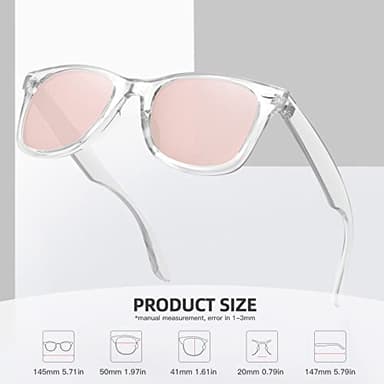 MEETSUN Polarized Sunglasses for Women Classic Retro Square Driving Ladies Sun Glasses UV Protection Clear Pink Mirrored - Image 4