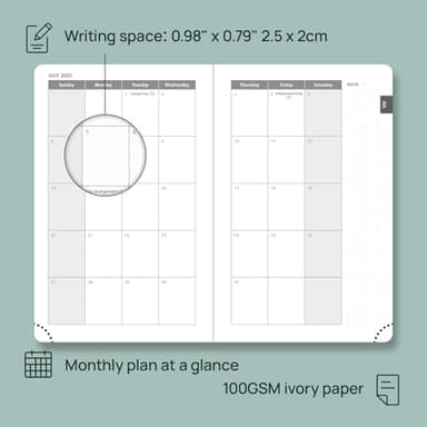POPRUN Pocket Planner 2025-2026 (Purse Size 4'' x 6.25'') Academic Small Calendar (July 2025 - June 2026) with Hourly Time Slots, 100GSM Thick Papers, Leather Soft Cover - Pink - Image 4