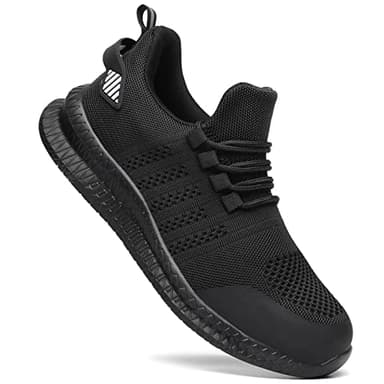Steel Toe Shoes for Men and Women Comfortable Lightweight Work Safety Shoes Puncture Proof Slip Resistant Indestructible Sneakers Construction Work Utility Black M9.5 - Image 1