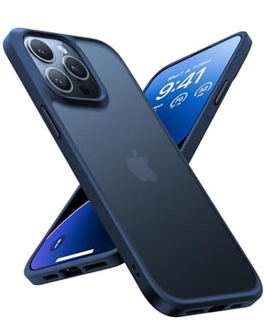 TORRAS Shockproof for iPhone 15 Pro Max Case Blue, [12FT Military Grade Drop Tested] Translucent Slim Protective Matte Hard Back Phone Case for 15 Pro Max 5G Guardian, Navy Blue Titanium - Image 1