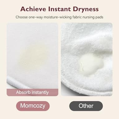 Momcozy Reusable Nursing Pads, Innovative Use of One Way Moisture-Wicking Fabric & 3-Layer Washable Breast Pads, Ultra-Thin Design, Light and Unburden, 14 Pack + Wet & Dry Separation Bag + Wash Bag - Image 4