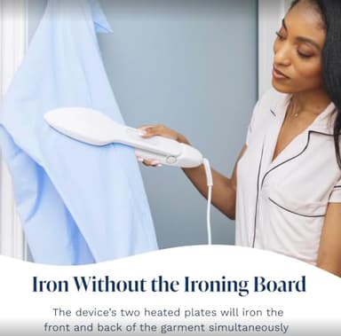 Nori Press Travel Steam Iron - Handheld Iron With Optional Steam Feature - No Ironing Board Required - Easy to Use w/ 6 Fabric Settings - Removes Wrinkles - User Manual Included -White - Image 2